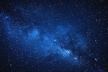 Naklejka premium Starry sky background, blue night sky full of stars, glowing stars in the dark space, starry background, dark night, stars in the distance, starlight, dark background with a blue glow, night sky. 
