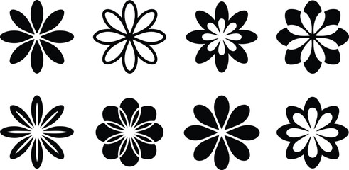 Set of eight floral decorative elements flower