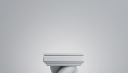 White column podium isolated on white background. Minimalist 3d ancient shape with display stand. 3d render illustration for advertising goods, products, museum expansions. 3D Illustration