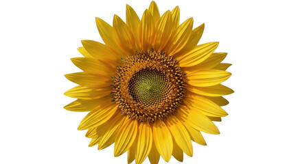 Fototapeta premium Bright yellow sunflower bloom isolated on transparent background