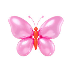 Fototapeta premium Pink Butterfly with isolated transparent background, rendering of a glossy insect object, fantasy