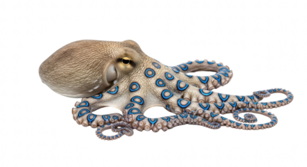 futuristic glowing octopus with blue patterns digital background