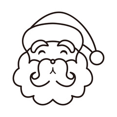 サンタクロースの顔の線画イラスト