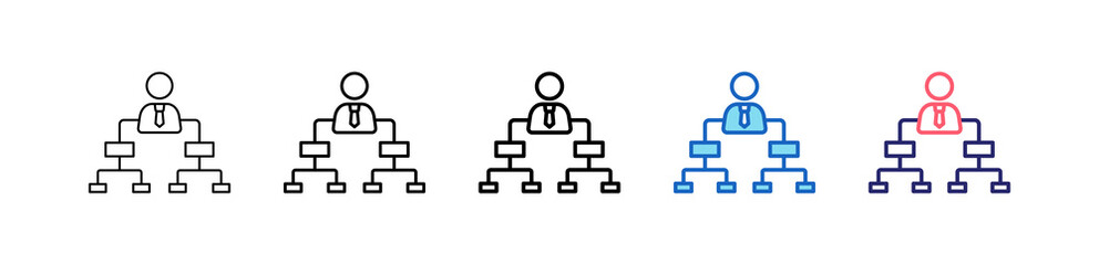 Organization Structure Icon In 5 Different Styles Set Collection.   