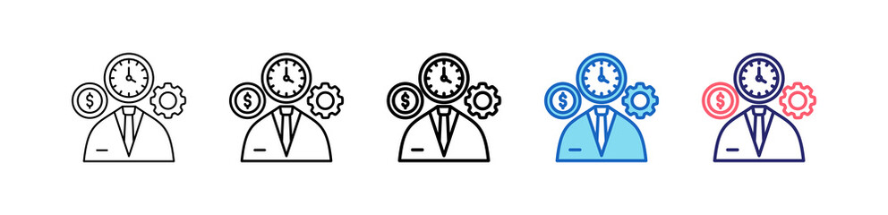 Time Management Icon In 5 Different Styles Set Collection.   