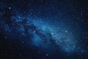 Fototapeta premium Starry sky background, blue night sky full of stars, glowing stars in the dark space, starry background, dark night, stars in the distance, starlight, dark background with a blue glow, night sky. 