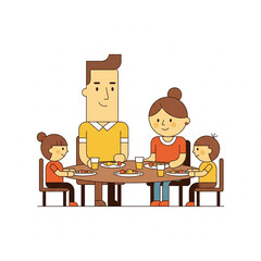 Cartoon Family Bonding Over Food