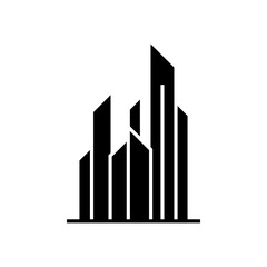 Minimalist Skyscraper glyph Icon. Modern Geometric Building