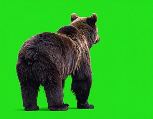 Fototapeta premium Bear rear view against green screen