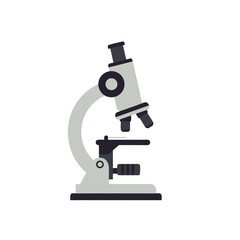 Microscope with adjustable lens in a flat design style  