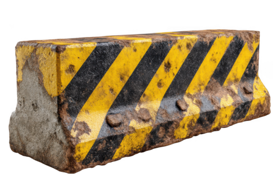 Concrete barrier isolated on transparent background