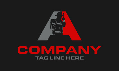 letter A logo Fire Fighter, vector illustration	