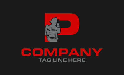 letter P logo Fire Fighter, vector illustration	