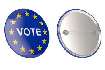Vote Pin Badge on white background. Isolated 3d illustration