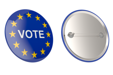 Vote Pin Badge on white background. Isolated 3d illustration