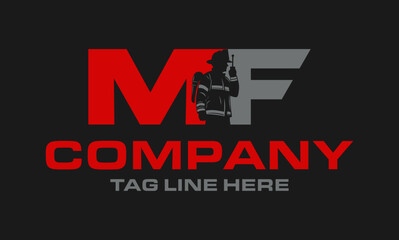 letter MF logo Fire Fighter, vector illustration	