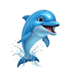 Obraz premium A happy dolphin jumping out of water on a transparent background
