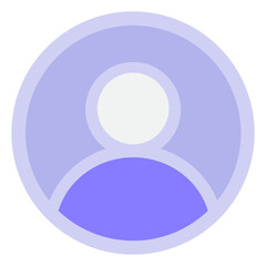 Minimalist person avatar icon. Generic user profile symbol in purple tones for website or application account.