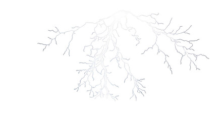 Fototapeta premium White lightning bolt striking down isolated on transparent background