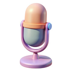 3d microphone icon isolated on transparent background