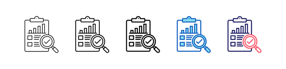 Evaluation Icon In 5 Different Styles Set Collection.   