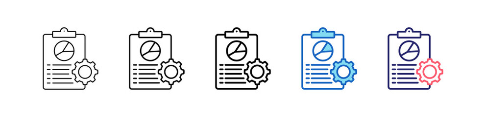 Data Report Icon In 5 Different Styles Set Collection.   