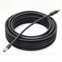 Black rubber hose rolled on a white background  