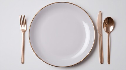 Elegant Rose Gold Cutlery & Dinner Plate Set
