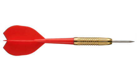 Red and gold dart isolated on transparent background