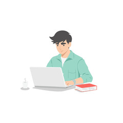 Young people learning to use a laptop