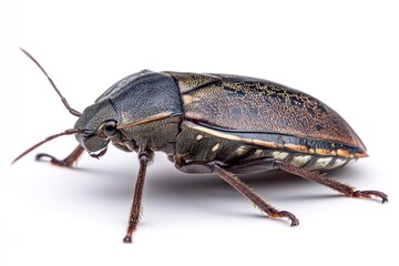 Fototapeta premium Dark, segmented insect, profile view