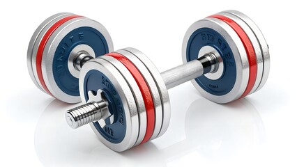 Heavy iron dumbbell isolated on white background for gym fitness and weightlifting strength training equipment