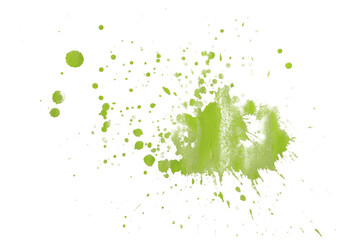 Green splash watercolor brush isolated on transparent background