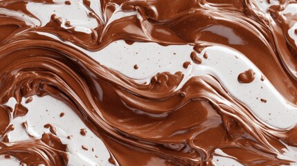 Rich chocolate and smooth vanilla blend together, creating a dynamic swirl of colors and textures perfect for dessert presentations or recipe backgrounds. This inviting mixture enhances visual appeal.