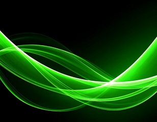 Abstract green waves flowing on black background