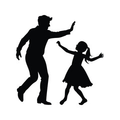 Silhouette of a father giving his daughter a high five with joy