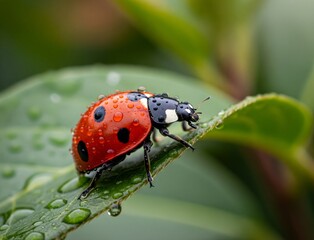 Close up of ladybug on a leaf