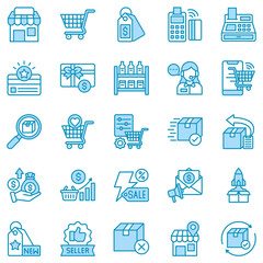 Retail icon set. Vector graphic illustration.