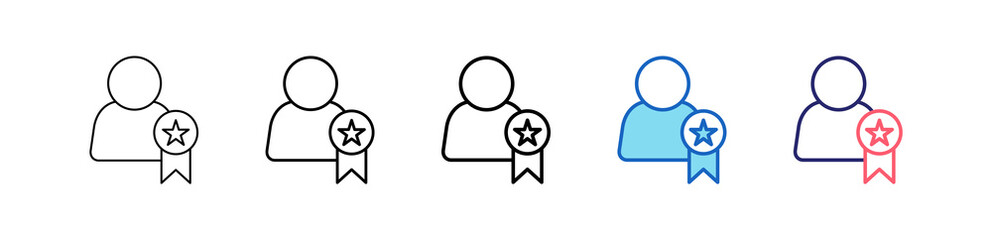 Medal Icon In 5 Different Styles Set Collection.   