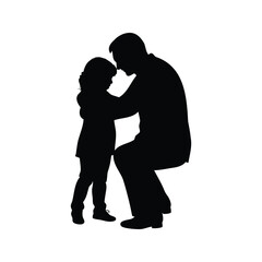 Silhouette of a Father Embracing his Young Daughter with Love and Affection
