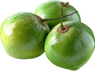 Fresh green coconuts clustered