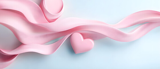 abstract concept of breast cancer, cancer free, October campaign and new beginning. Abstract heart symbols and pink ribbons blending