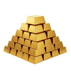 Gold bars stacked in a pyramid formation isolated PNG with Transparent Background