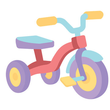 Pastel tricycle illustration in flat style, suitable for kids&rsquo; transportation toy, outdoor play design, and children content.