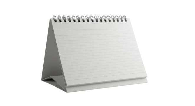 Blank desk calendar with spiral binding isolated PNG with Transparent Background