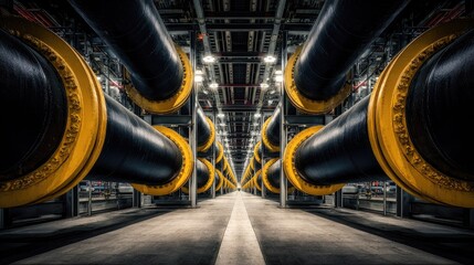 Obraz premium Industrial pipes in a large facility.