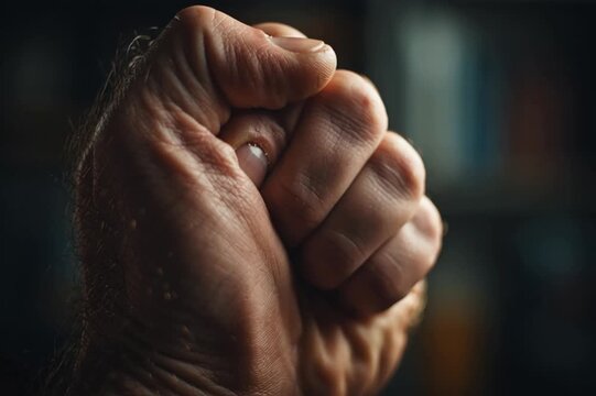 video of a fist clenching violently symbolizing strength and determination