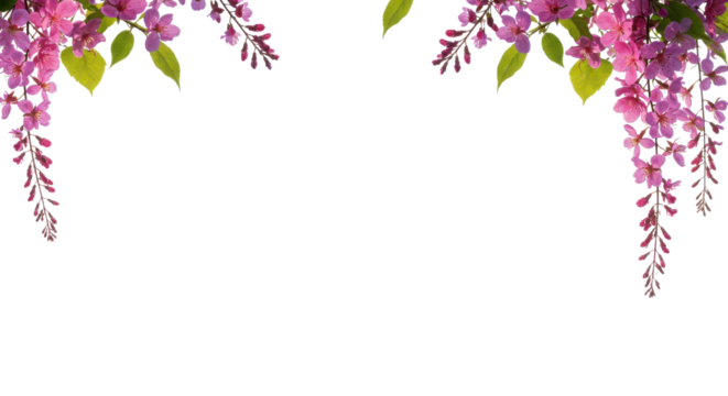 Floral frame with purple wisteria flowers isolated PNG with Transparent Background