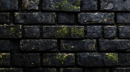 Naklejka premium Old brick and stone wall with rough textured greenery surface 