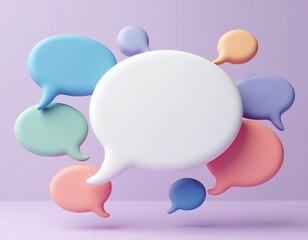 Colorful speech bubbles floating communication concept conversation dialogue